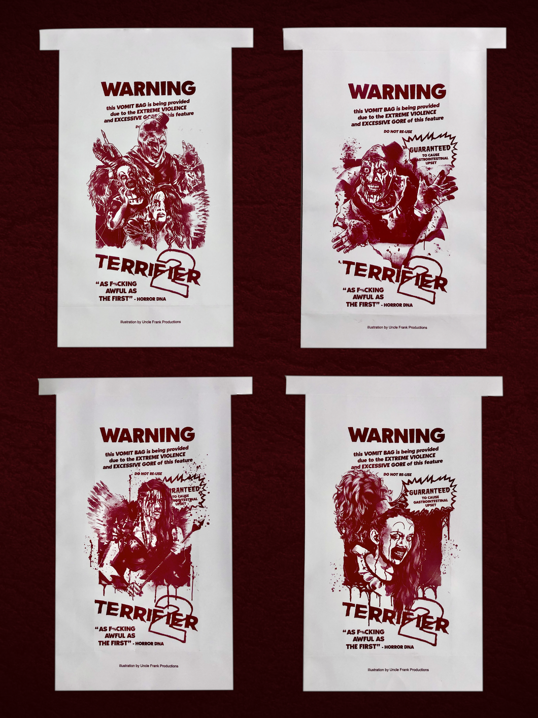 The Official Terrifier 2 Vomit Bag Collection - Includes all 4