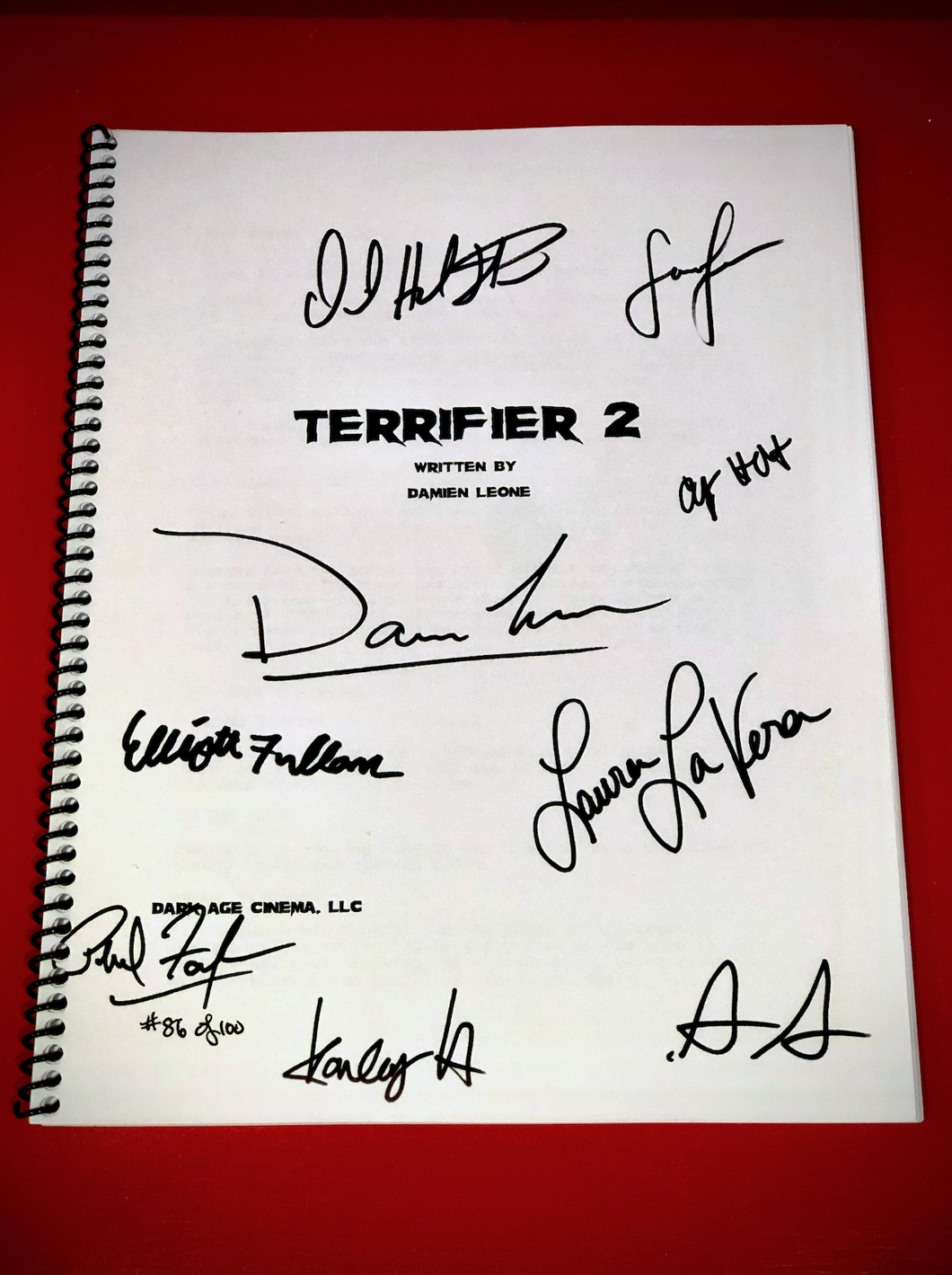 Official Signed Terrifier 2 Script - Signed by Cast, Director and Producers Very Limited Supply